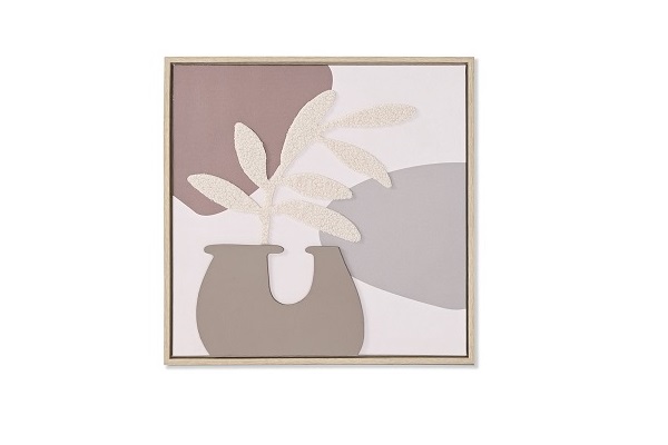 CUADRO LIENZO PS 60X4,5X60 JARRON 3D RAMA BEIGE